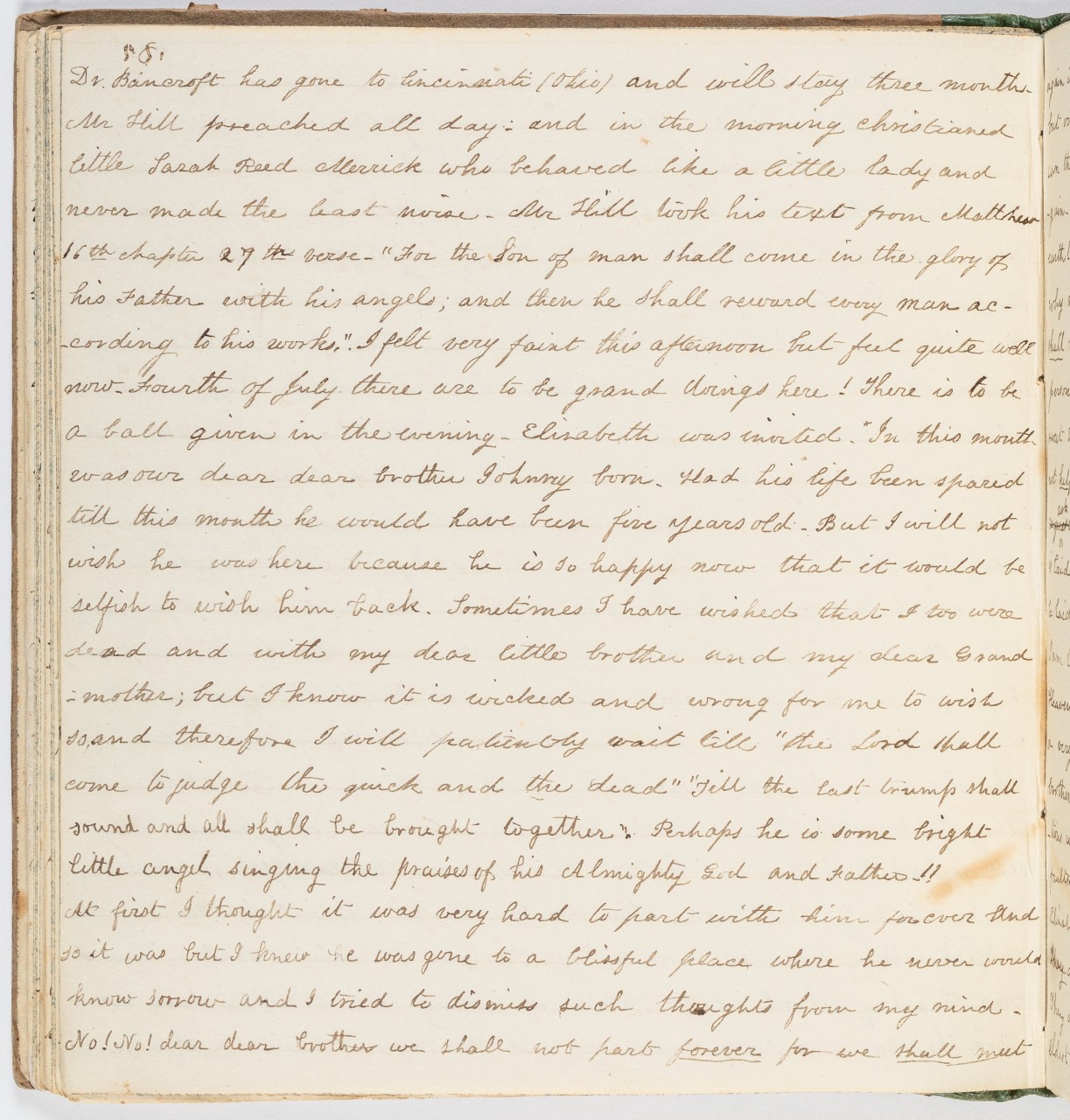 page from Louisa Trumbull's diary