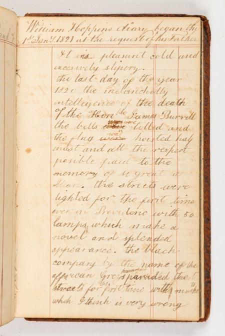 First page of William Hoppin diary