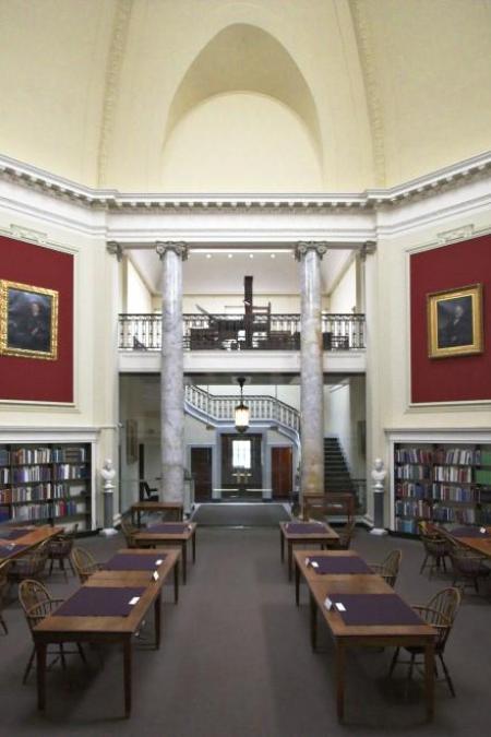 Reading room as viewed from the readers' services desk.