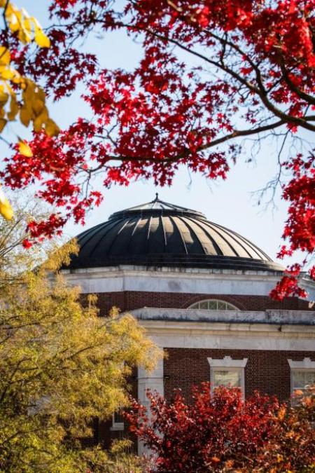 The dome of Antiquarian Hall viewed in autumn from Regent Street